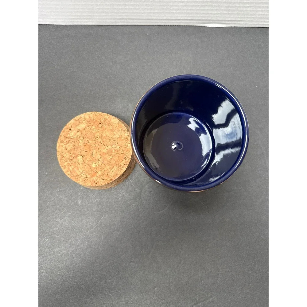 Waechtersbach W Germany Cobalt Blue Celestial Winter Village Cork Canister Jar